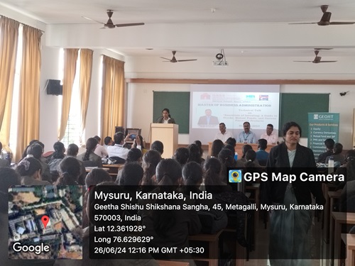 Technical talk on “Essentials of Investing: A Guide to Stocks, Mutual Funds, and Various Financial Products” on 26th June 24 for the IV semester students