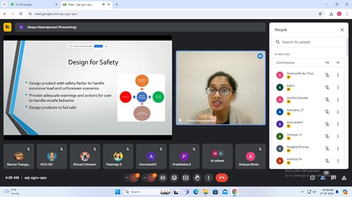 A virtual Tech session on ” Safety and Reliability Engineering in Product Design” by Ms. Deepa Natarajamani, Sr. Safety Reliability Engineer, Amazon Labs, Sunnyvale, California, USA on 27/07/2024 by Linux FOSS Club