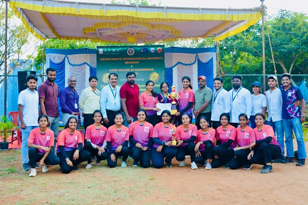 The GSSSIETW Mysuru Women’s Throwball Team secured the First position in the VTU Mysuru Division Women Throwball Tournament 2024-25, held on 7th December 2024 at ATME Mysuru