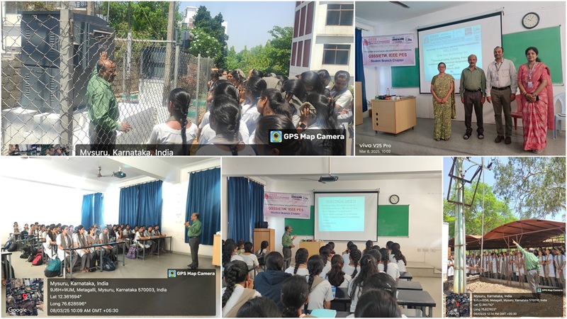 Department of EEE, GSSSIETW, Mysuru, Organized a,One day workshop on “Electrical Safety,Earthing, Preventive Maintenance of Electrical Equipments” for 4th and 6th Sem students, in association with IEEE PES student Chapter, Under PowerTech Club on 08th February 2025.