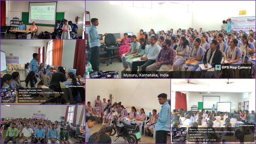 “3 days EV Training Program”, Under Electric Vehicle Club, in association with IEEE- PES Bangalore Chapter, from 03rd to 05th June 2024, for 4th Sem EEE Department students.