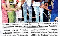 Child Borewell Rescue Robot Bags Best Project Award